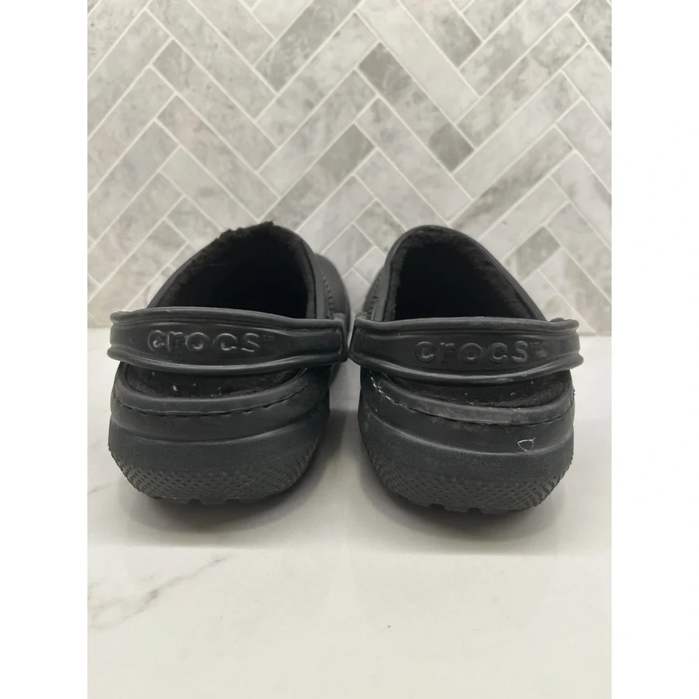 Crocs Dual Clogs Mens Size 8 Black Faux Fur Lined Classic Slip On‎ Winter